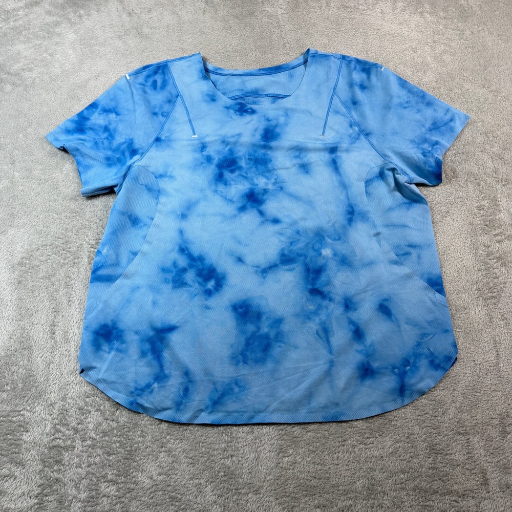 Lululemon Lightweight Run Kit Short Sleeve Shirt‎ Womens 8 Tidal Dye Vapor Blue